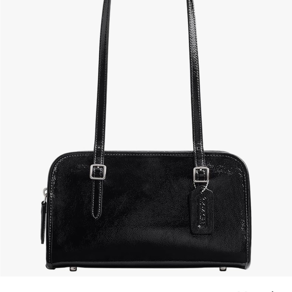 Coach Black Leather Shoulder Bag with Silver Hardware